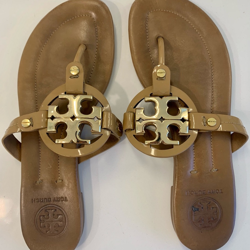 Tory Burch Miller Sandals - Gold Metal-Logo